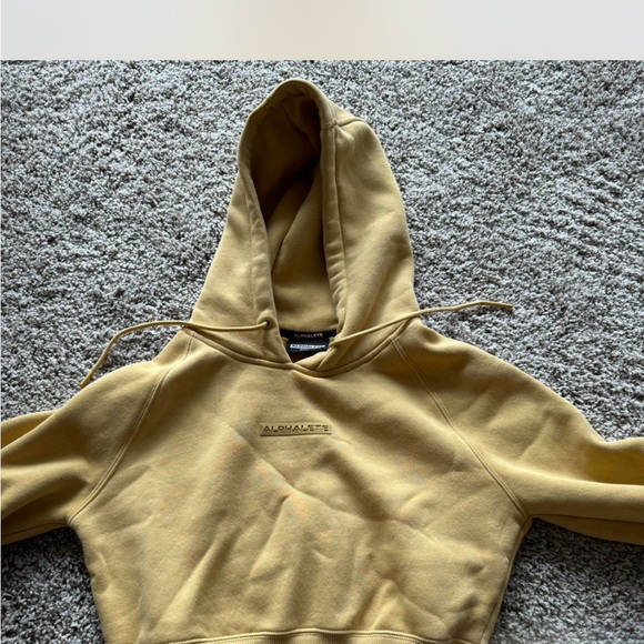 Alphalete Mustard Yellow Cropped Hoodie - Picture 1 of 4